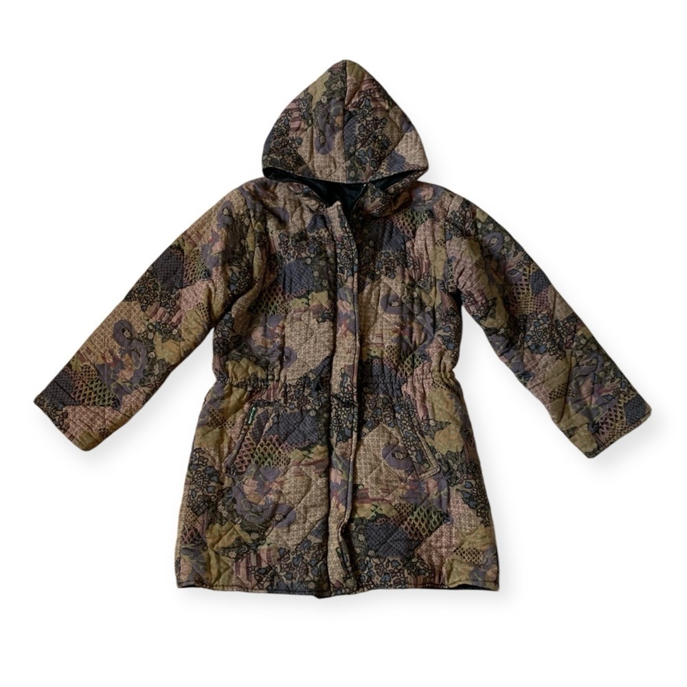 Vintage quilt hooded puffy jacket